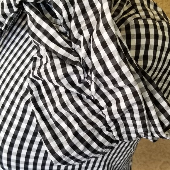Calvin Klein Bell-Sleeve Gingham Blouse Size M - Picture 9 of 15